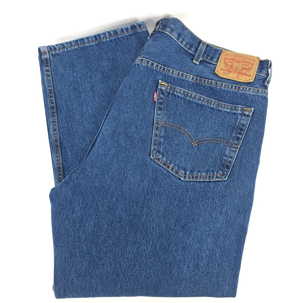 Levi's 505 Denim Jeans Mens 42x29 (44x29) Dark Wash Regular Fit Straight Leg‎